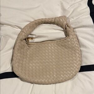 Mellow Bianca Elegant Woven beige small leather  Hobo Bag